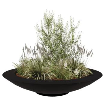 Floreira em fibra de vidro - Taça - Ø 200 x 40 cm - RAL9005 mate (preto) - Com fundo