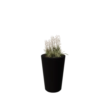 Floreira em fibra de vidro - Cónica - Ø 55 x 76 cm - RAL9005 mate (preto) - Com fundo