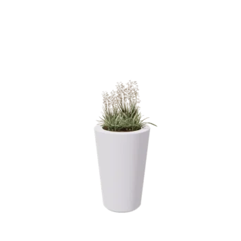 Floreira em fibra de vidro - Cónica - Ø 55 x 76 cm - RAL9010 mate (branco) - Com fundo
