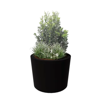 Floreira em fibra de vidro - Cónica - Ø 95 x 70 cm - RAL9005 mate (preto) - Com fundo