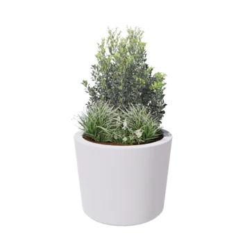 Floreira em fibra de vidro - Cónica - Ø 95 x 70 cm - RAL9010 mate (branco) - Com fundo