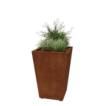 Floreira em aço corten - Cone - 60 x 60 x 81,5 cm - Soldado - Com placa de base