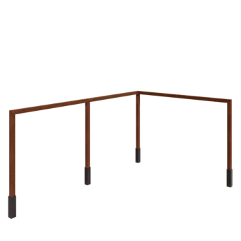 Pérgola em aço corten - Canto - 600 x 412 x 242 cm - Com base de betão
