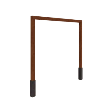 Pérgola em aço corten - Reta - 300 x 230 cm - Com base de betão