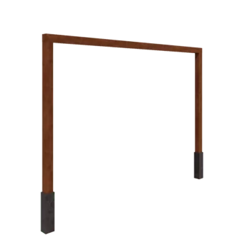 Pérgola em aço corten - Reta - 400 x 230 cm - Com base de betão