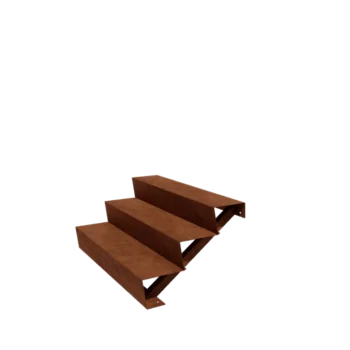 Escada de exterior em aço corten - 3-degrau - 72 x 120 x 51 cm