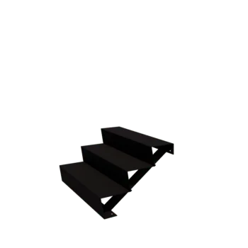 Escada de exterior em aço - 3-degrau - 72 x 100 x 51 cm - RAL9005 fosco (preto)