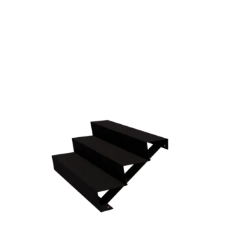 Escada de exterior em aço - 3-degrau - 72 x 120 x 51 cm - RAL9005 fosco (preto)