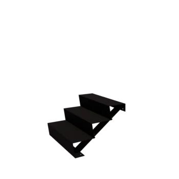 Escada de exterior em aço - 3-degrau - 72 x 80 x 51 cm - RAL9005 fosco (preto)