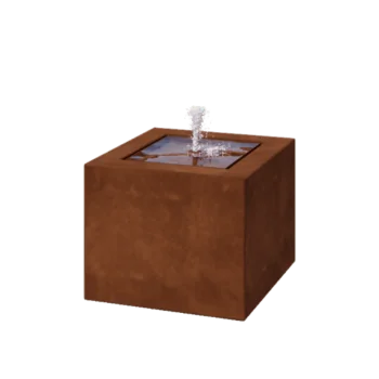 Fonte em aço corten - Lyra - 50 x 50 x 40 cm - Com Iluminação LED